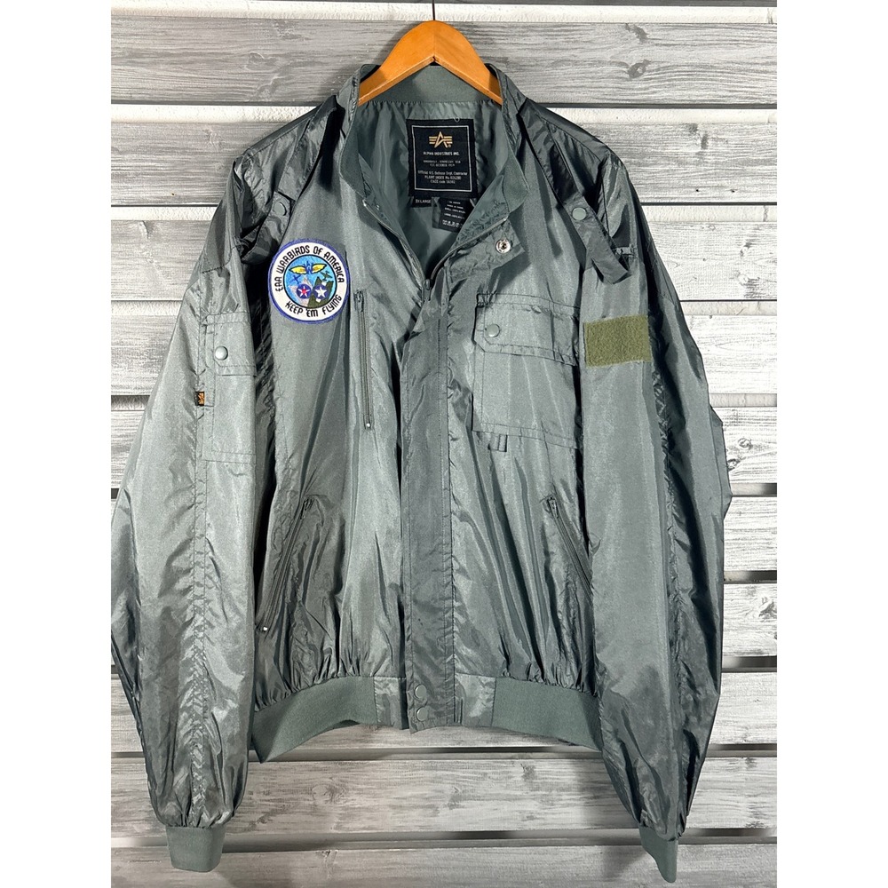 Alpha Industries EAA Warbirds of America Flight Windbreaker Jacket Green Men 3XL